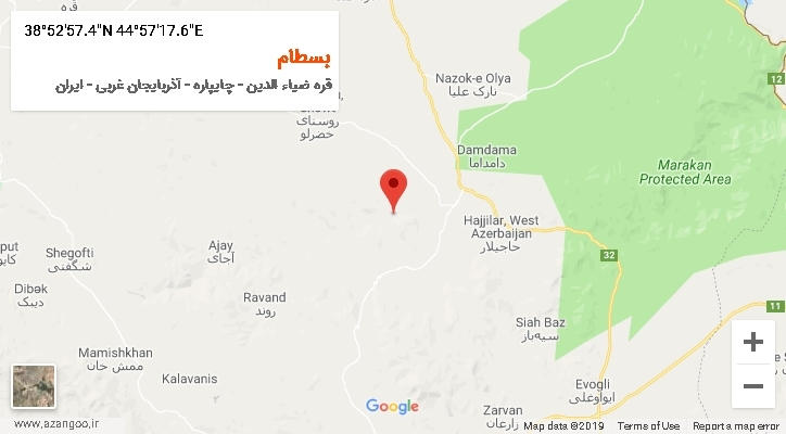 روستای بسطام بر روی نقشه
