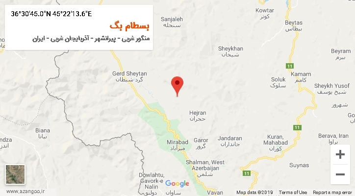 روستای بسطام بگ بر روی نقشه