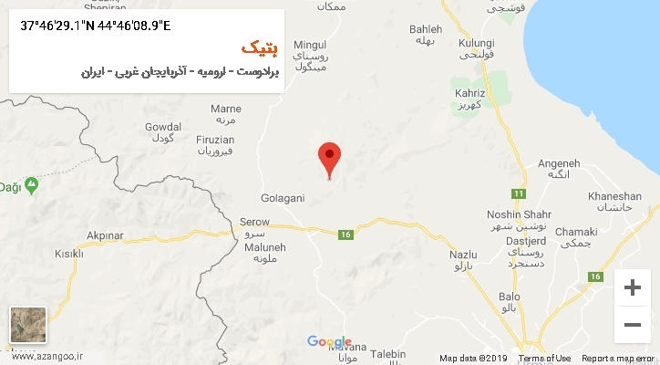 روستای بتیک بر روی نقشه