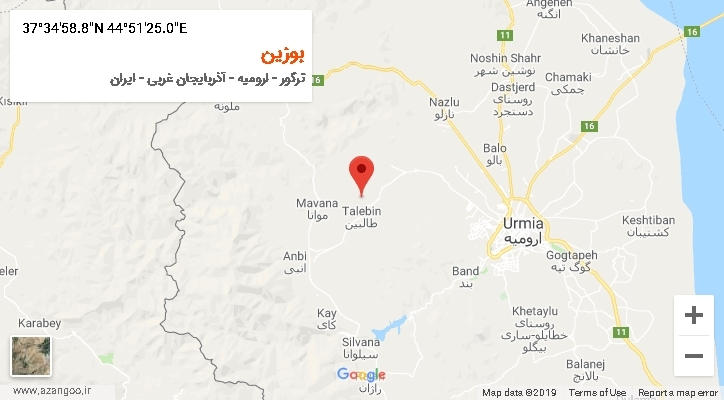 روستای بوزین بر روی نقشه