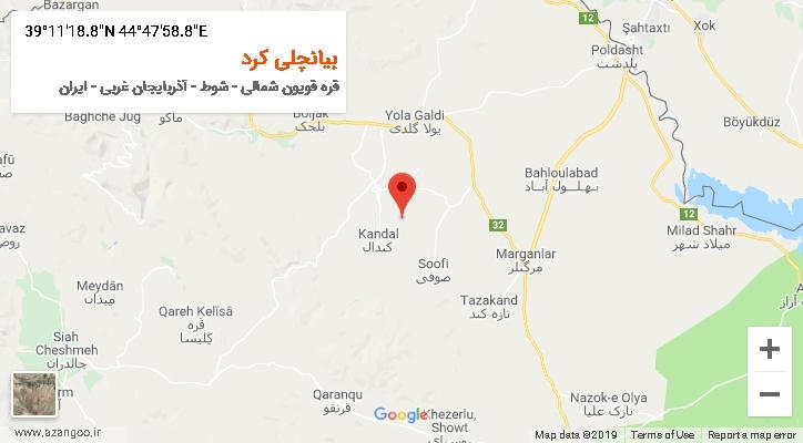 روستای بیانچلی کرد بر روی نقشه