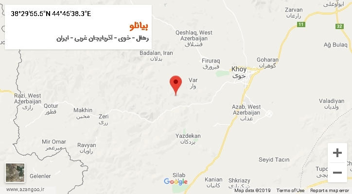 روستای بیانلو بر روی نقشه