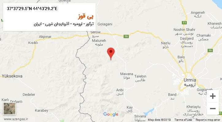 روستای بی قوز بر روی نقشه