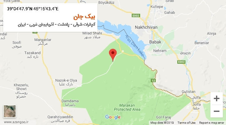 روستای بیک جان بر روی نقشه