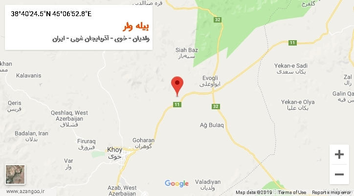 روستای بیله وار بر روی نقشه