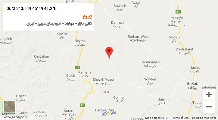 روستای بیرم بر روی نقشه