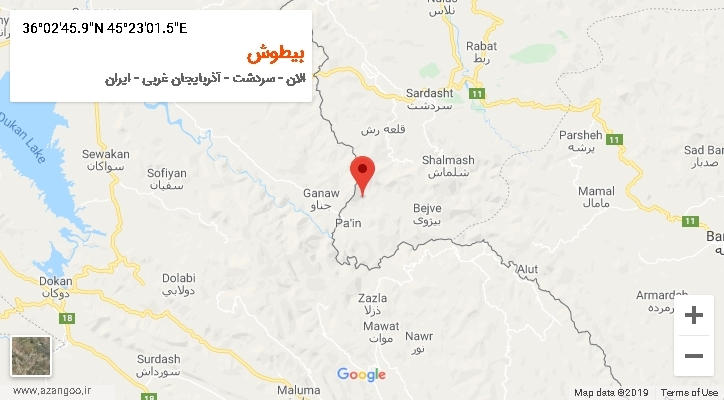 روستای بیطوش بر روی نقشه