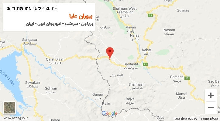 روستای بیوران علیا بر روی نقشه