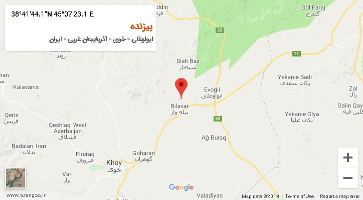 روستای بیزنده بر روی نقشه