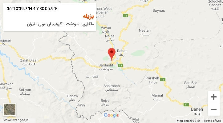 روستای بزیله بر روی نقشه