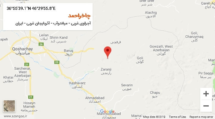 روستای چاخراحمد بر روی نقشه