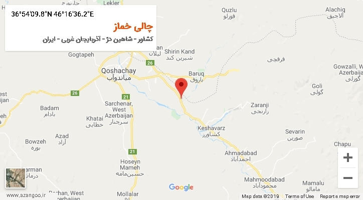 روستای چالی خماز بر روی نقشه
