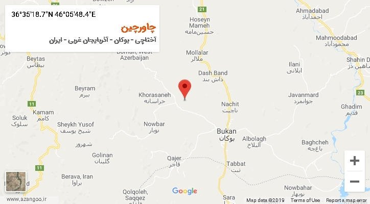 روستای چاورچین بر روی نقشه