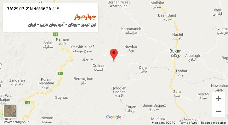 روستای چهاردیوار بر روی نقشه