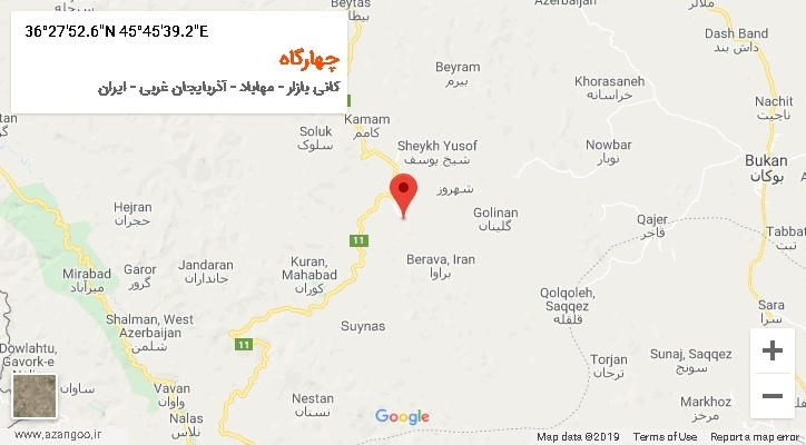 روستای چهارگاه بر روی نقشه