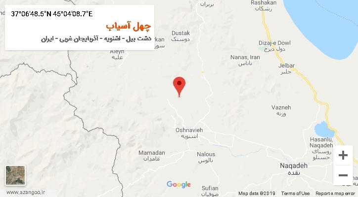 روستای چهل آسیاب بر روی نقشه