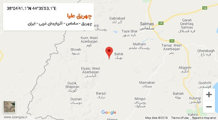 روستای چهریق علیا بر روی نقشه