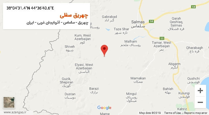 روستای چهریق سفلی بر روی نقشه