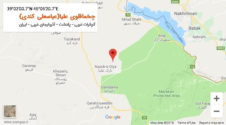روستای چخماقلوی علیا(عباسعلی کندی) بر روی نقشه