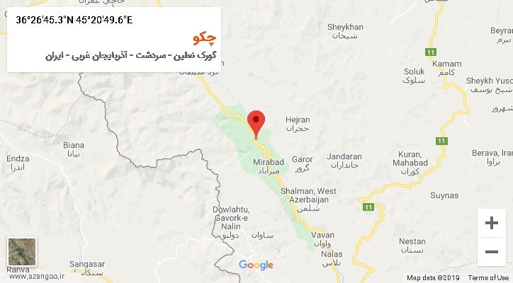 روستای چکو بر روی نقشه