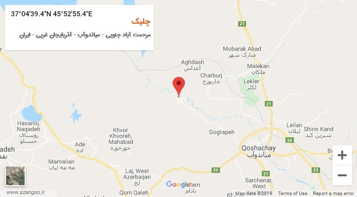 روستای چلیک بر روی نقشه