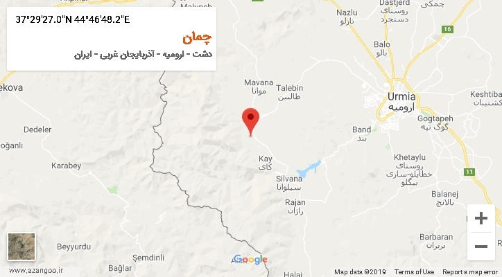 روستای چمان بر روی نقشه