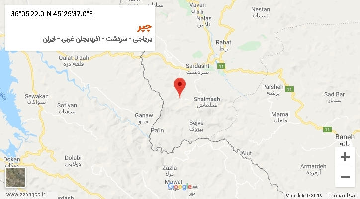 روستای چپر بر روی نقشه