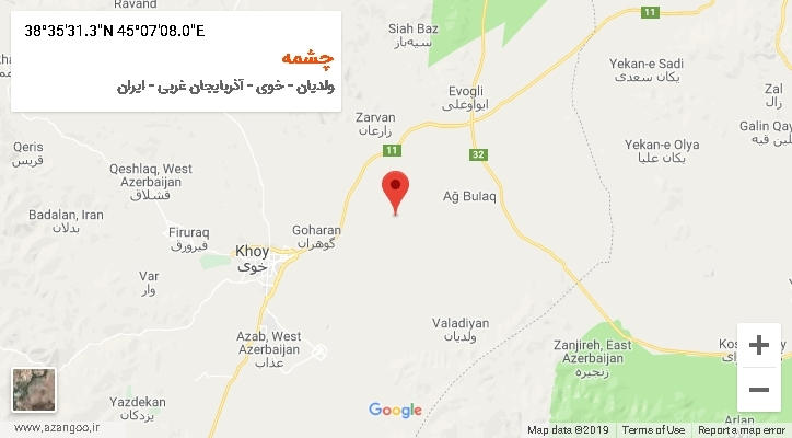 روستای چشمه بر روی نقشه