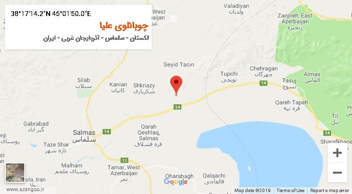 روستای چوبانلوی علیا بر روی نقشه