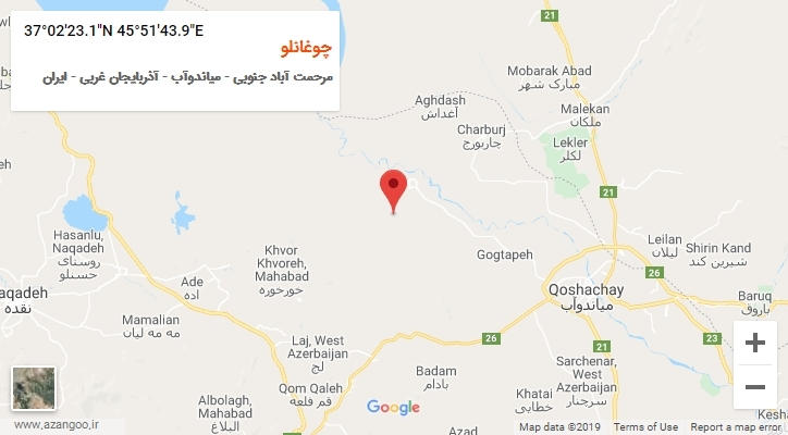 روستای چوغانلو بر روی نقشه