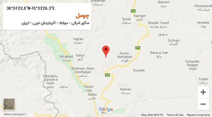 روستای چومل بر روی نقشه