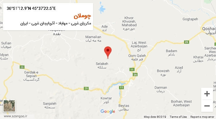 روستای چوملان بر روی نقشه