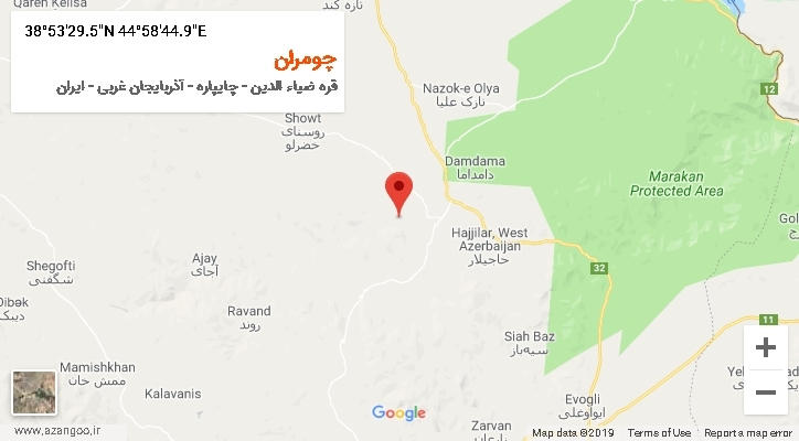 روستای چومران بر روی نقشه