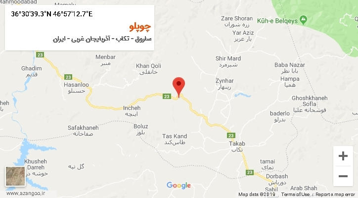 روستای چوپلو بر روی نقشه