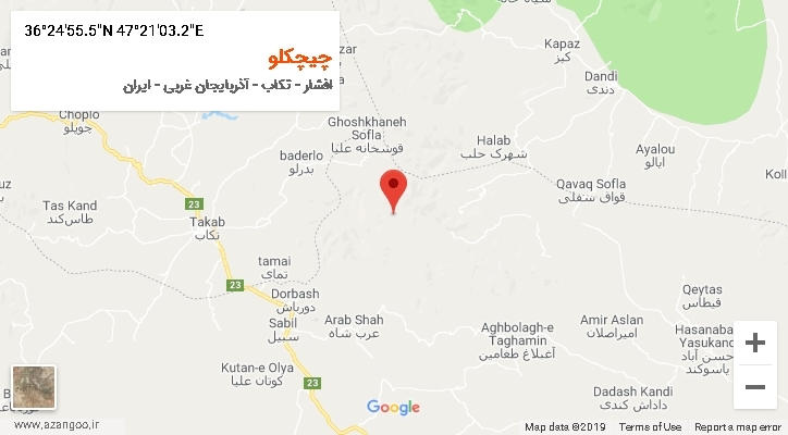 روستای چیچکلو بر روی نقشه