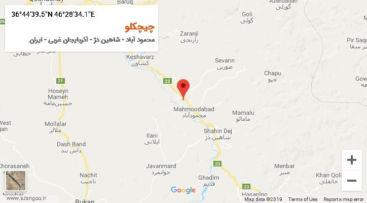 روستای چیچکلو بر روی نقشه