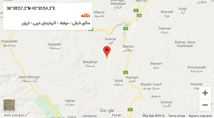 روستای داغه بر روی نقشه