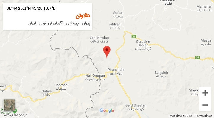 روستای دالاوان بر روی نقشه