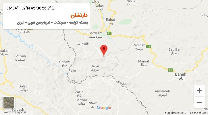 روستای دارنشان بر روی نقشه