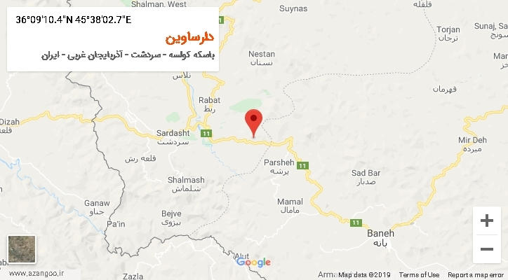 روستای دارساوین بر روی نقشه