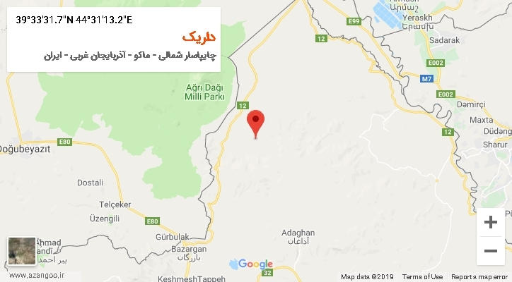 روستای داریک بر روی نقشه
