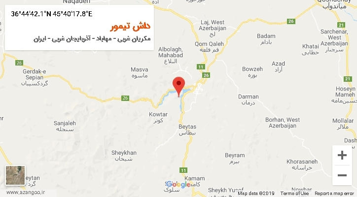 روستای داش تیمور بر روی نقشه