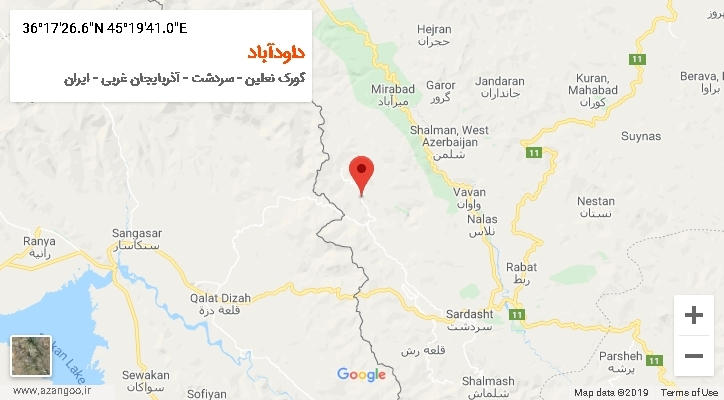 روستای داودآباد بر روی نقشه