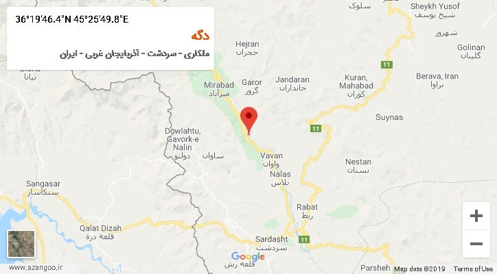 روستای دگه بر روی نقشه