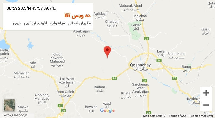 روستای ده ویس آقا بر روی نقشه