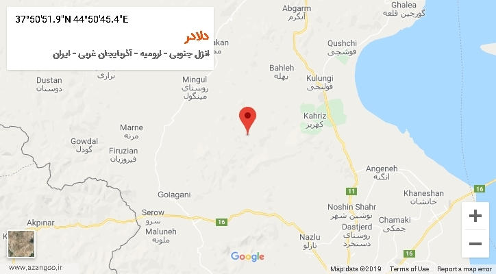 روستای دلادر بر روی نقشه