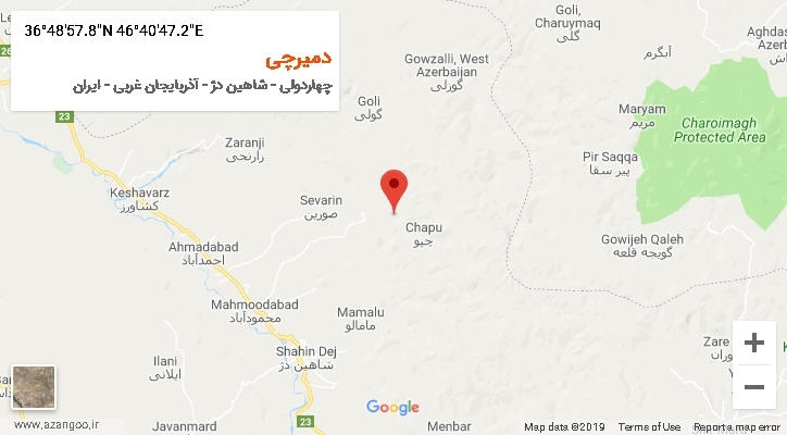 روستای دمیرچی بر روی نقشه