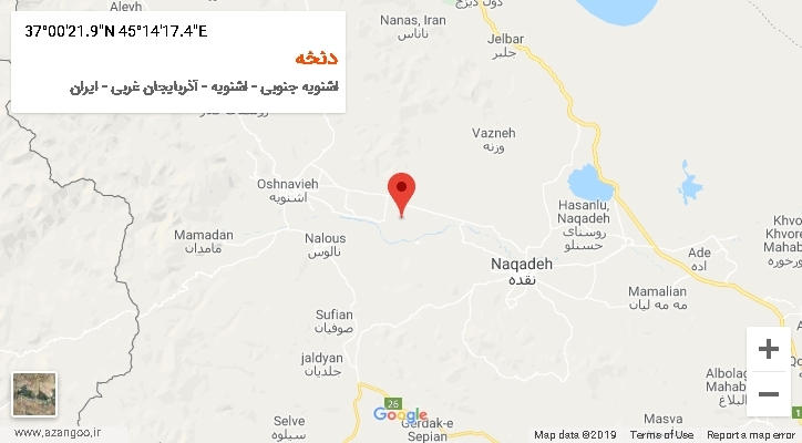 روستای دنخه بر روی نقشه