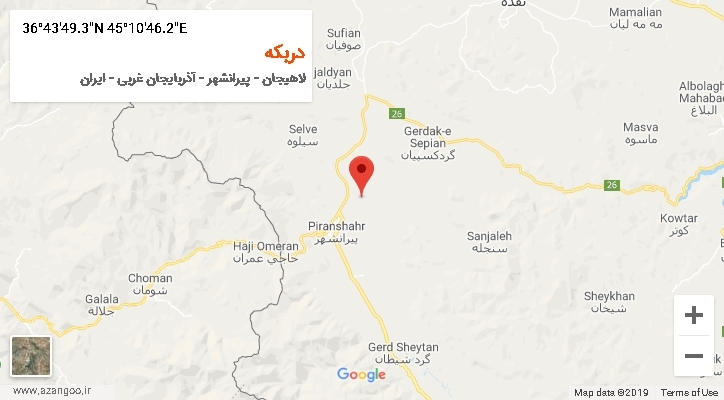 روستای دربکه بر روی نقشه