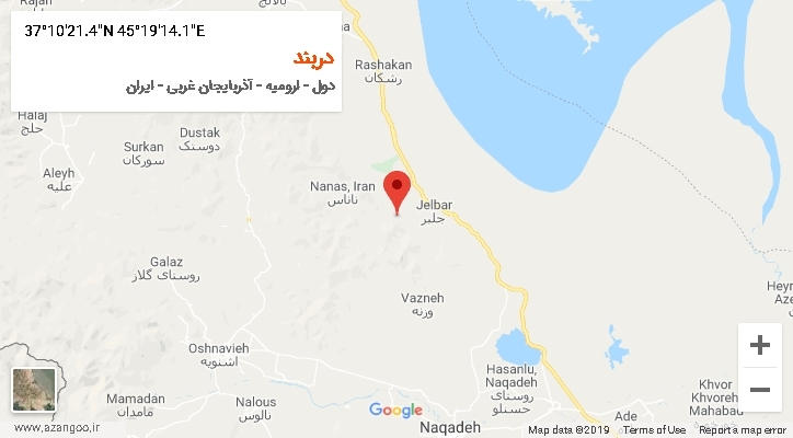 روستای دربند بر روی نقشه